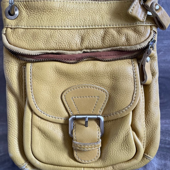 Tano brand leather crossbody with zipper top and front snap closure on pocket - Picture 7 of 7